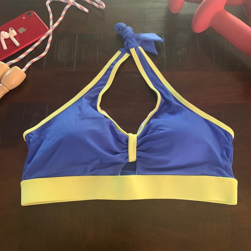 Blue Halter style Women's Sports Bra - Picture 5 of 7